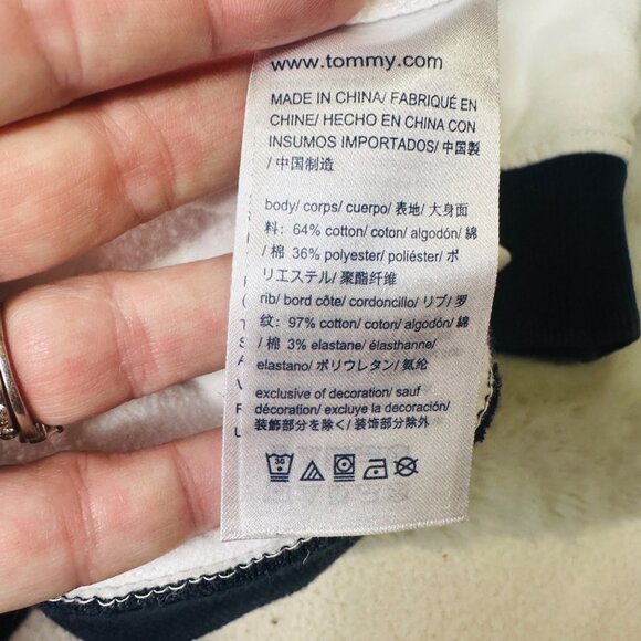 Tommy Hilfiger Colorblock Sweatshirt XS Cotton/Polyester White Red Navy - Picture 6 of 8